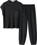 Two Piece Knit Sweater Vest Crop Top Pants Set - Chic Lounge Match