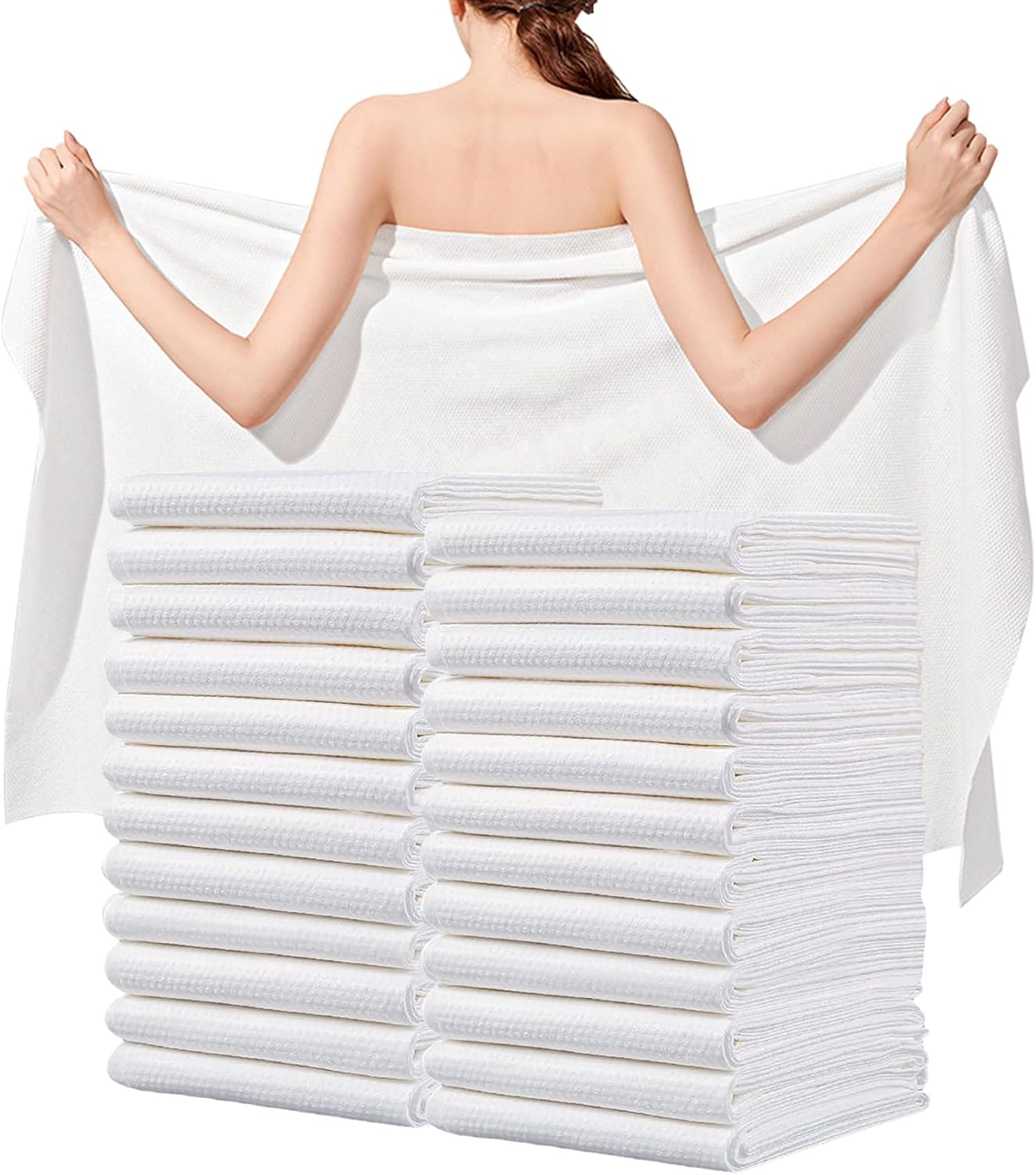 Ultra Soft Disposable Bath Towels 25 Pack for Travel and Spa