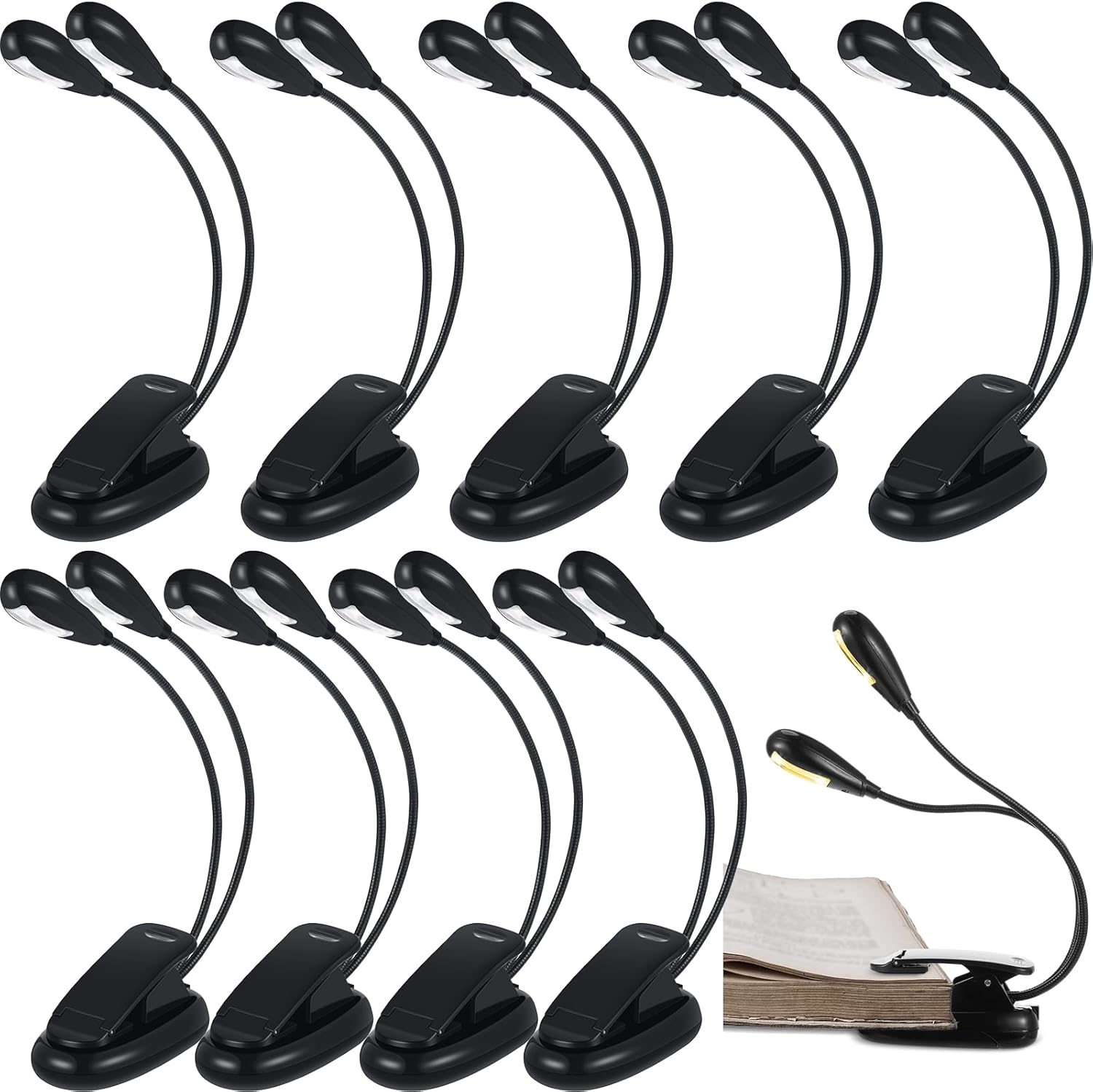 10 Pcs LED Book Light for Musicians and Readers with Clip Design