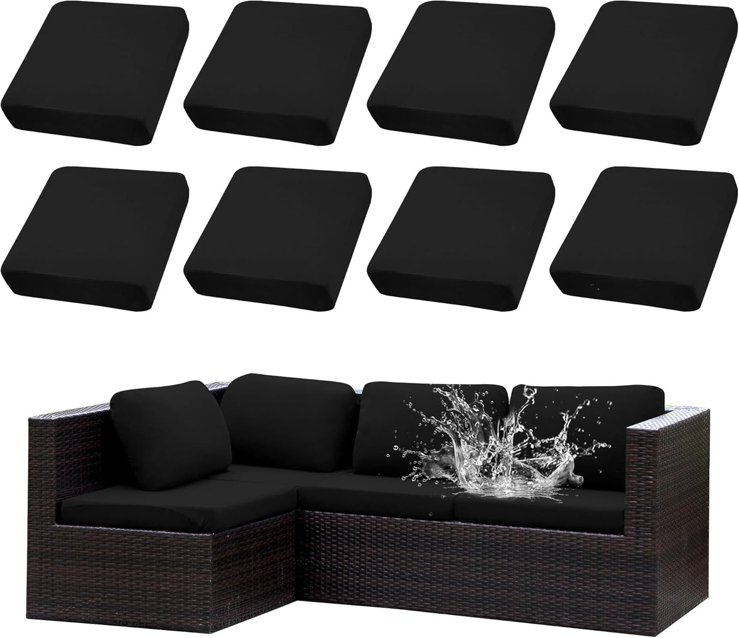 8Pcs Waterproof Outdoor Cushion Covers for Patio Furniture
