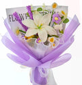 Crochet Flower Bouquet with Lily, Lavenders & Puff Flowers - Lasting