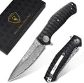 AUBEY Damascus Pocket Knife for Men - VG10 Core EDC Folding Knife