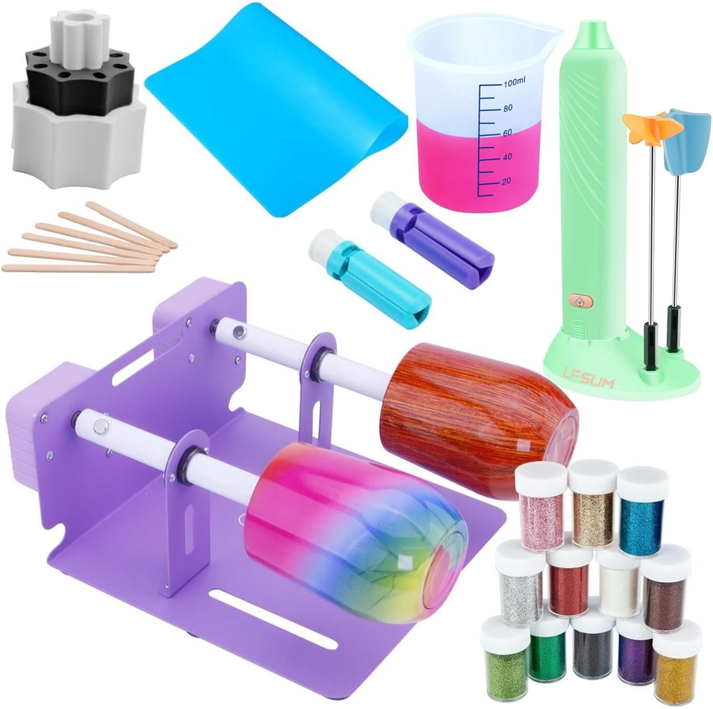 LFSUM Double 2X Cup Turner for Crafts and Epoxy Resin Mixing
