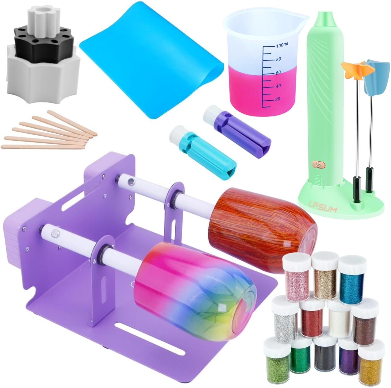 LFSUM Double 2X Cup Turner for Crafts and Epoxy Resin Mixing