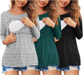 Ekouaer Women Nursing Shirts 3-Pack Long Sleeve Maternity Tee - Soft