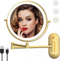 Rechargeable Wall Mounted Lighted Makeup Vanity Mirror 8in Double