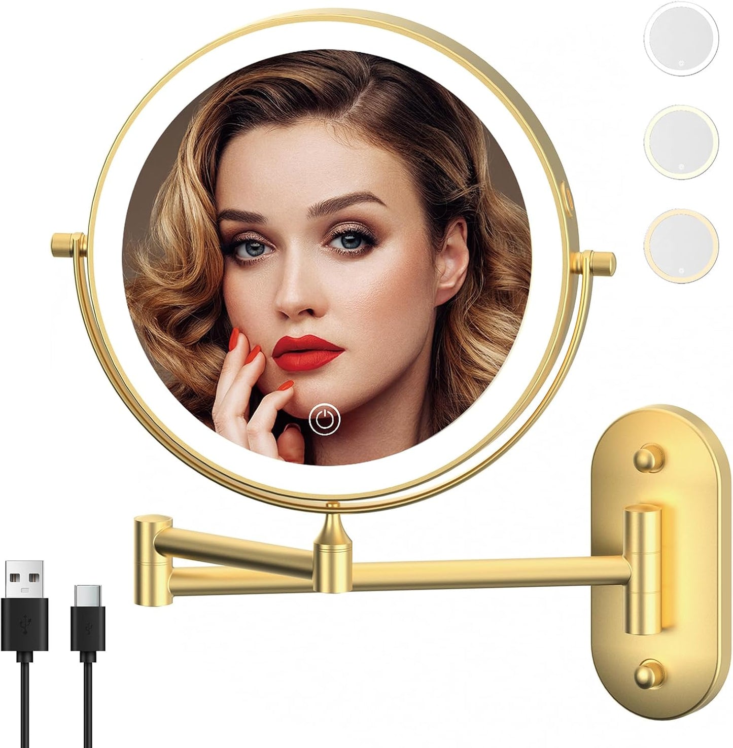 Rechargeable Wall Mounted Lighted Makeup Vanity Mirror 8 Inch