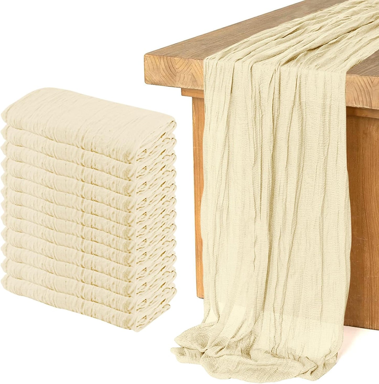 12 Pack Cheesecloth Table Runner for Boho Wedding Decor