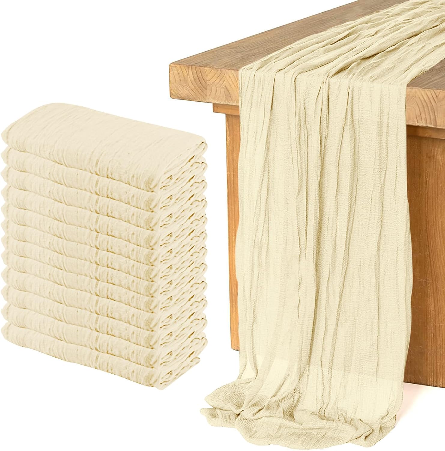 12 Pack Cheesecloth Table Runner for Boho Wedding Decor