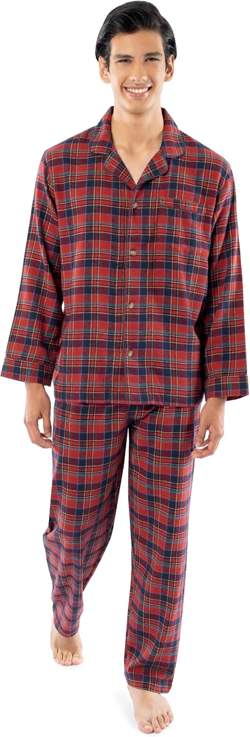 Fruit of the Loom Men's Flannel Pajama Sleep Set for Comfort