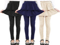 Girls School Uniform Pants with Attached Skirt - Warm Stretchy