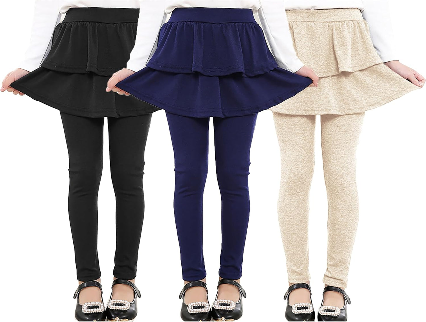 RieKet Girls School Uniform Pants with Skirt for Ages 2-14
