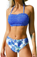CUPSHE Smocked Bandeau Bikini Set - Flattering Fit for Vacation