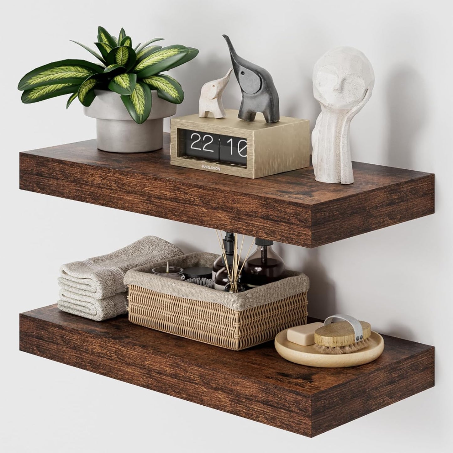 Heimlove 12 Inch Deep Floating Shelves for Wall - Set of 2