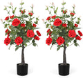 Romantic season 2Pack Artificial Rose Flower Trees 42in Red - Lifelike