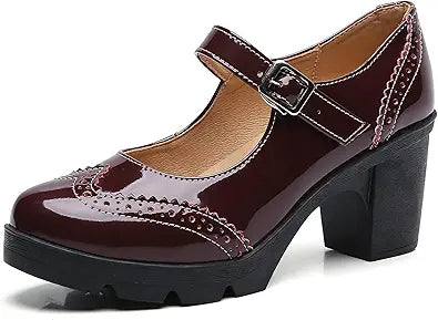 DADAWEN Women's Chunky Low Block Heels Mary Jane Pumps for Comfort
