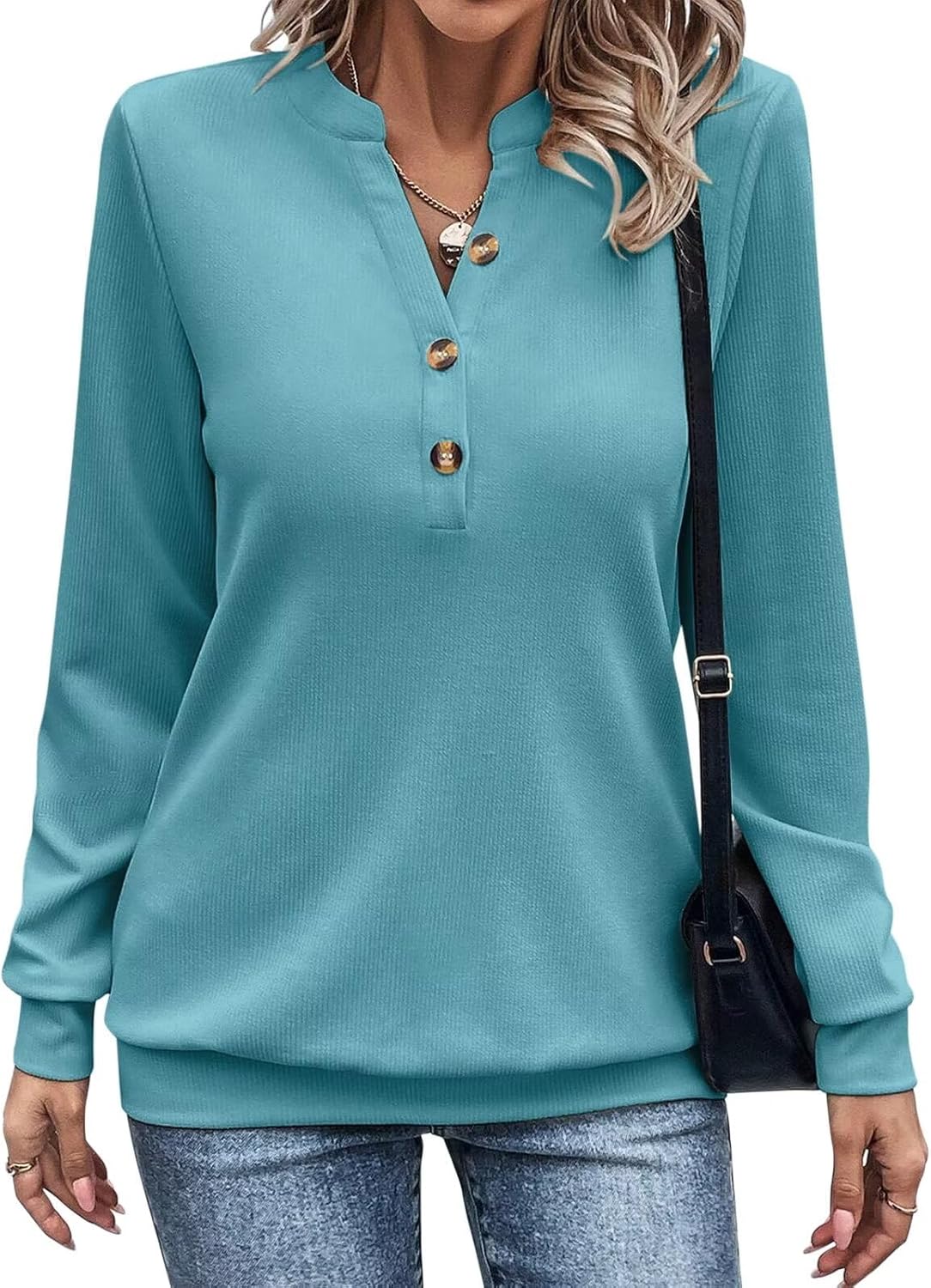 EADINVE Lightweight V Neck Sweatshirt - Stylish Fall Essential