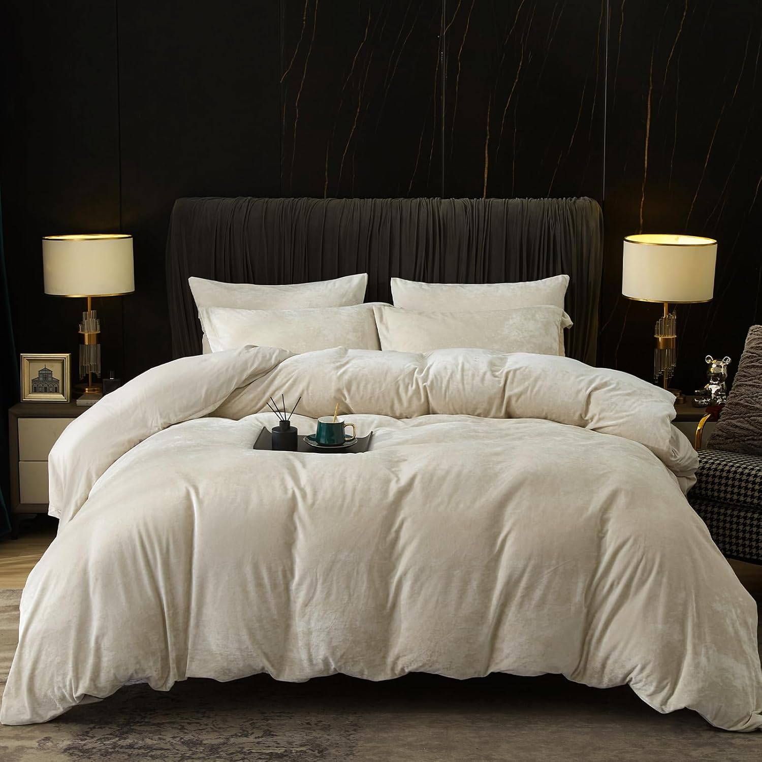 PHF Truly Velvet Duvet Cover Set Queen Size for Luxurious Comfort