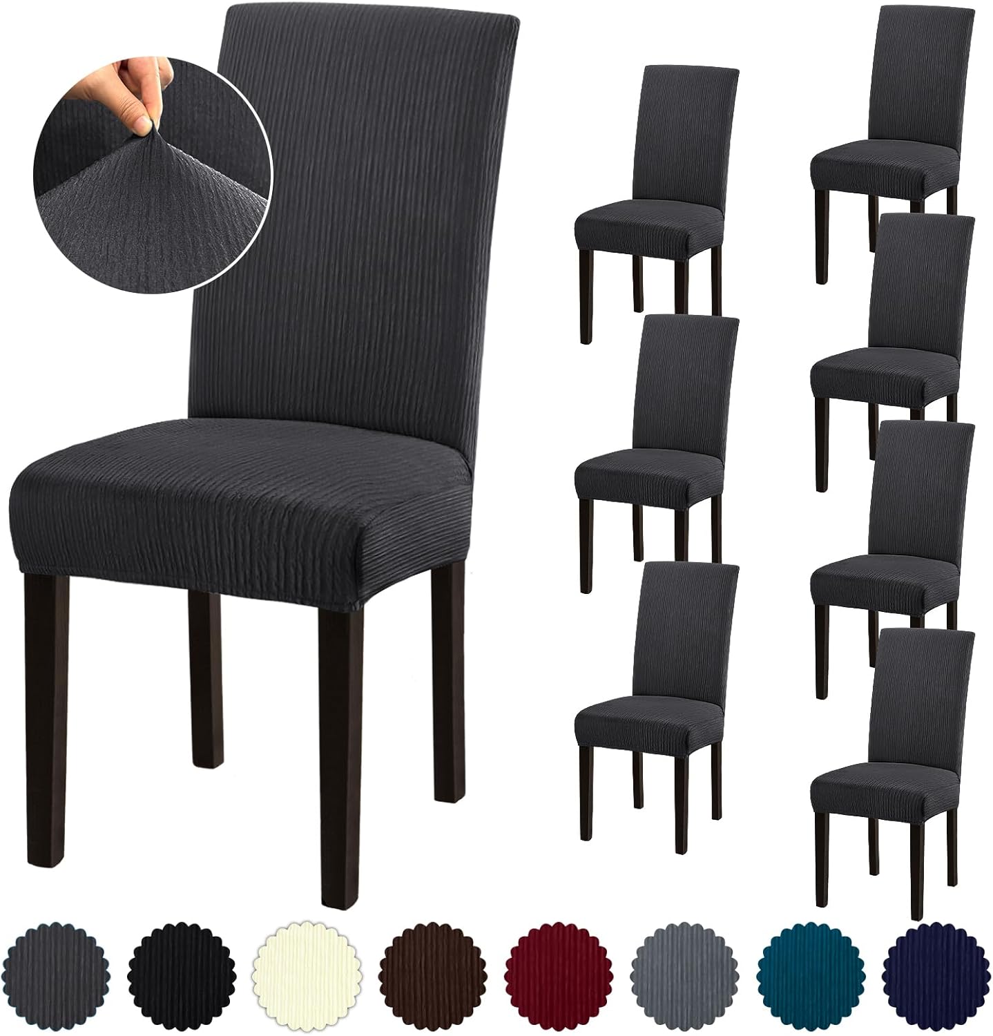 Stretch Dining Chair Covers Set of 8 for Home and Events