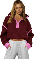 Half Zip Sweatshirt Women Oversized Sherpa Jacket (Style CRLR)