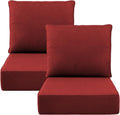 24x24x6 Red Outdoor Seat Cushion Set of 2 - Thick 6in Patio Cushions