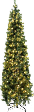 Pre-Lit Pencil Artificial Holiday Slim Christmas Tree 6.5ft - Warm