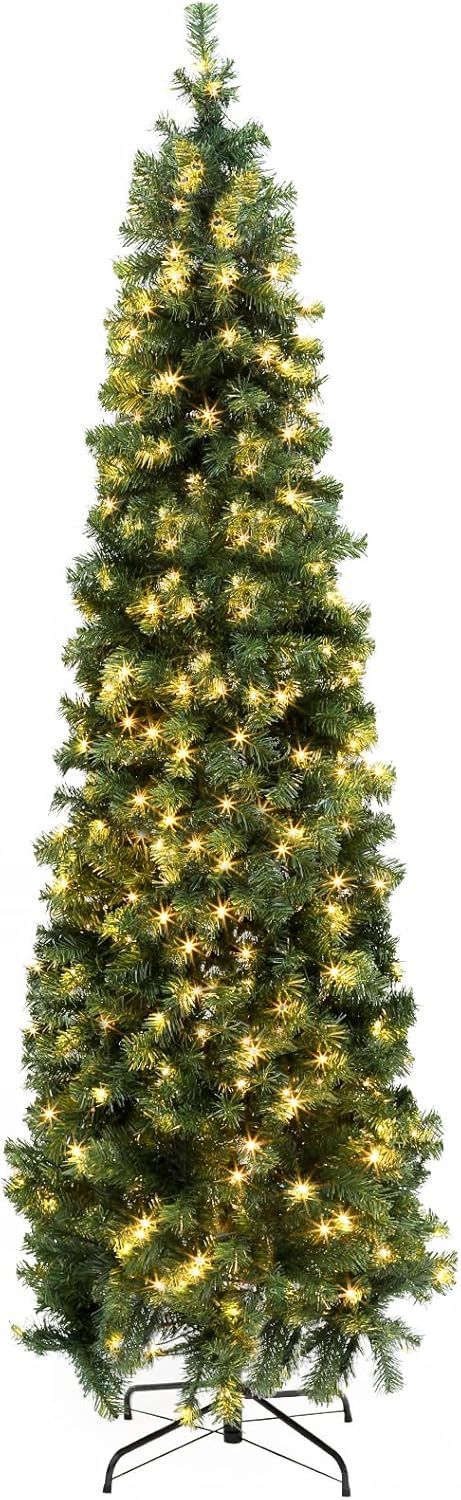Pre-Lit Pencil Slim Christmas Tree for Holiday Cheer and Decor