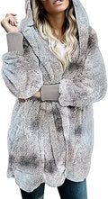 Long Sleeve Fuzzy Fleece Open Front Hooded Cardigan - Cozy Layer