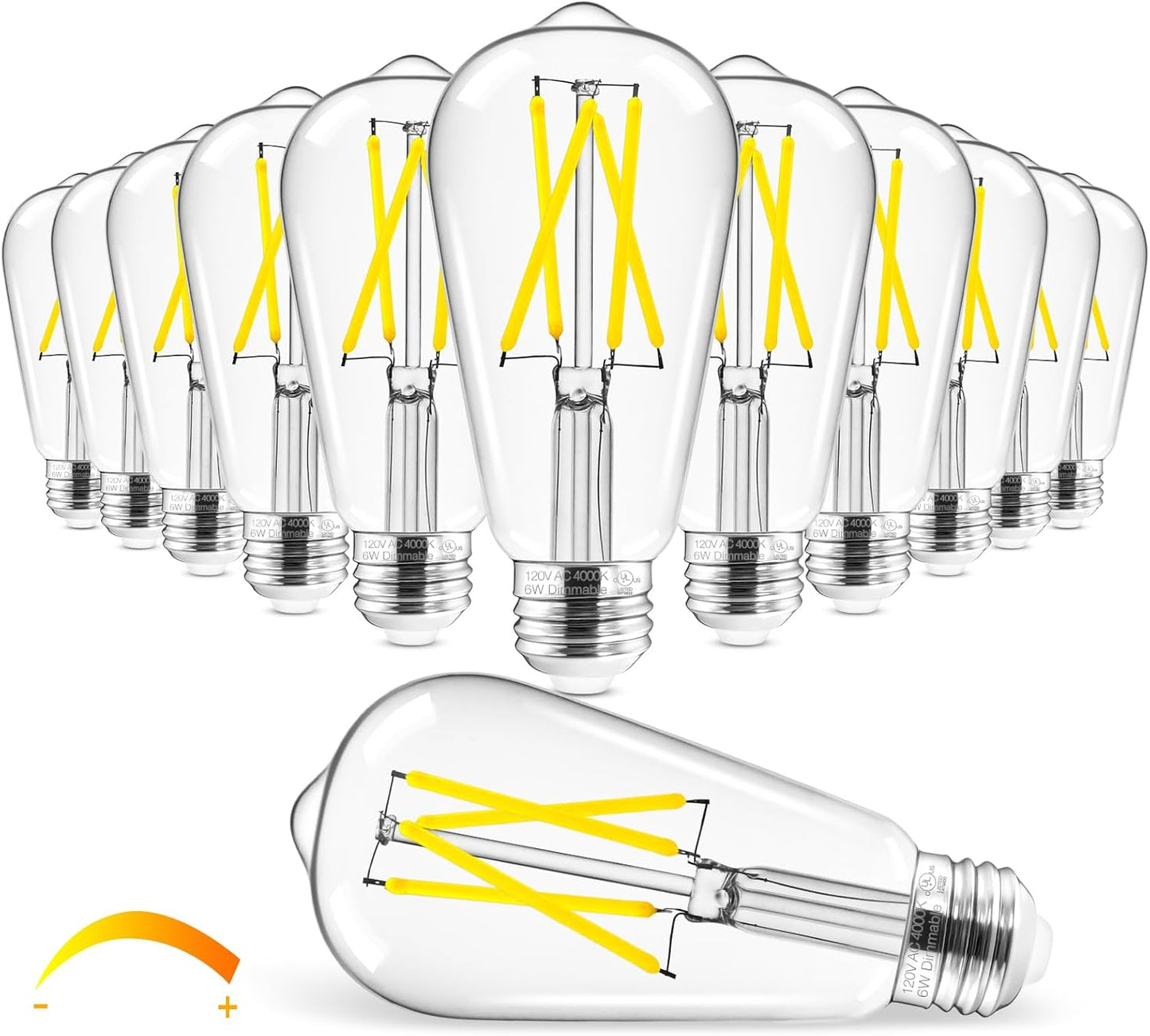 Hizashi Vintage LED Edison Bulb Dimmable, 6W Equivalent 60W
