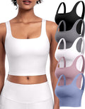 Womens Sports Bras 5 Packs - Square Neck Longline Workout Crop Tank