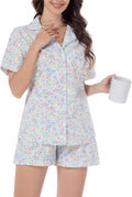 100% Cotton Pajamas for Women 2 Piece Short Sleeve Summer Set