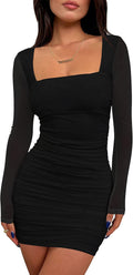 BORIFLORS Women's Ruched Bodycon Mesh Mini Dress - Flattering Fit