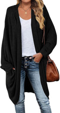 Waffle Knit Batwing Long Sleeve Cardigan - Cozy Lightweight Layer soft