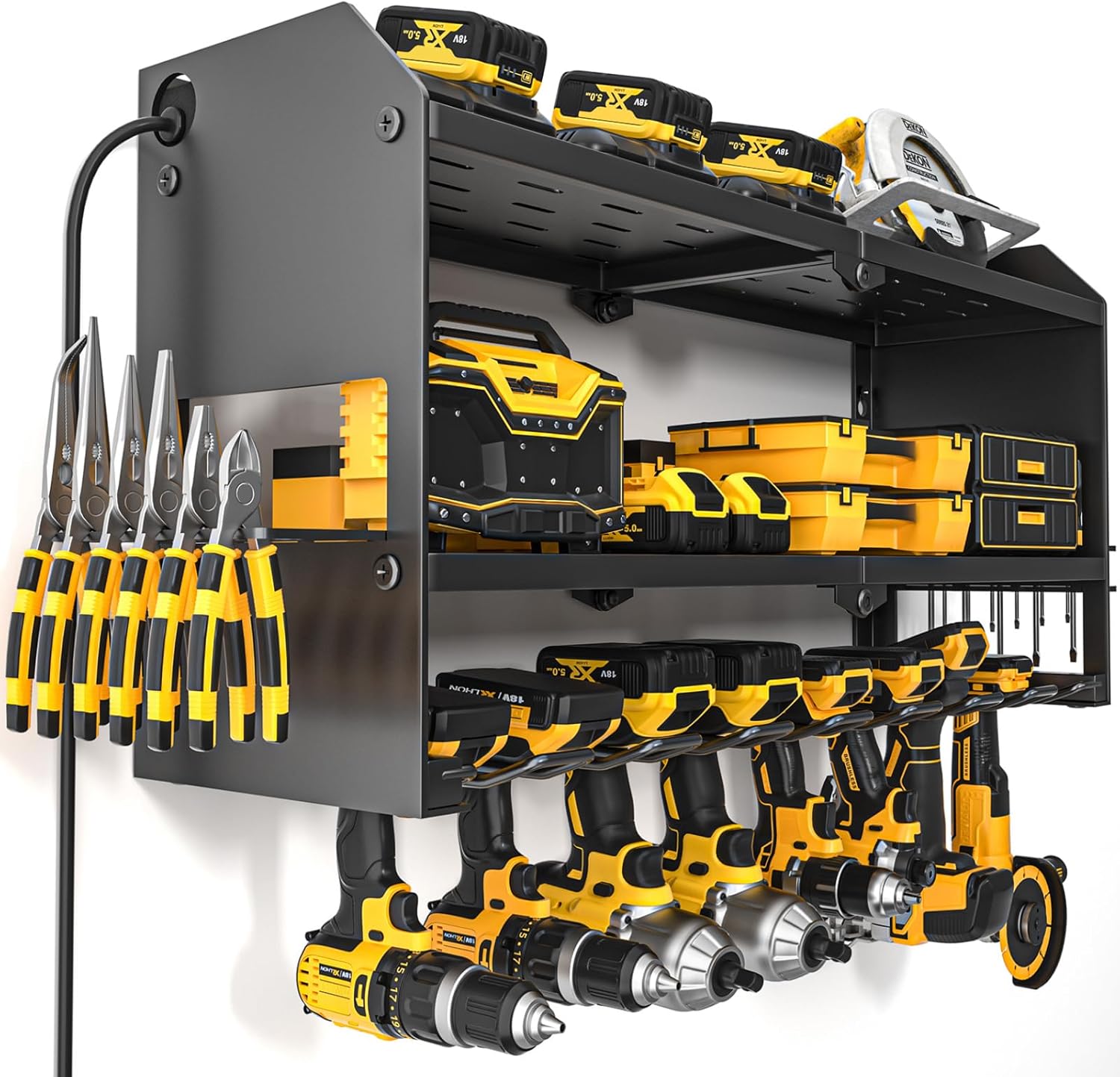 YYR Charging Station Wall Mount - Garage Tool Organizer