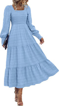Fall Dresses for Women Smocked Maxi Long Sleeve - Flattering