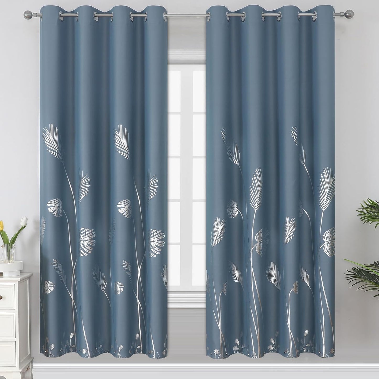 Estelar Textiler Stone Blue Blackout Curtains for Elegant Rooms