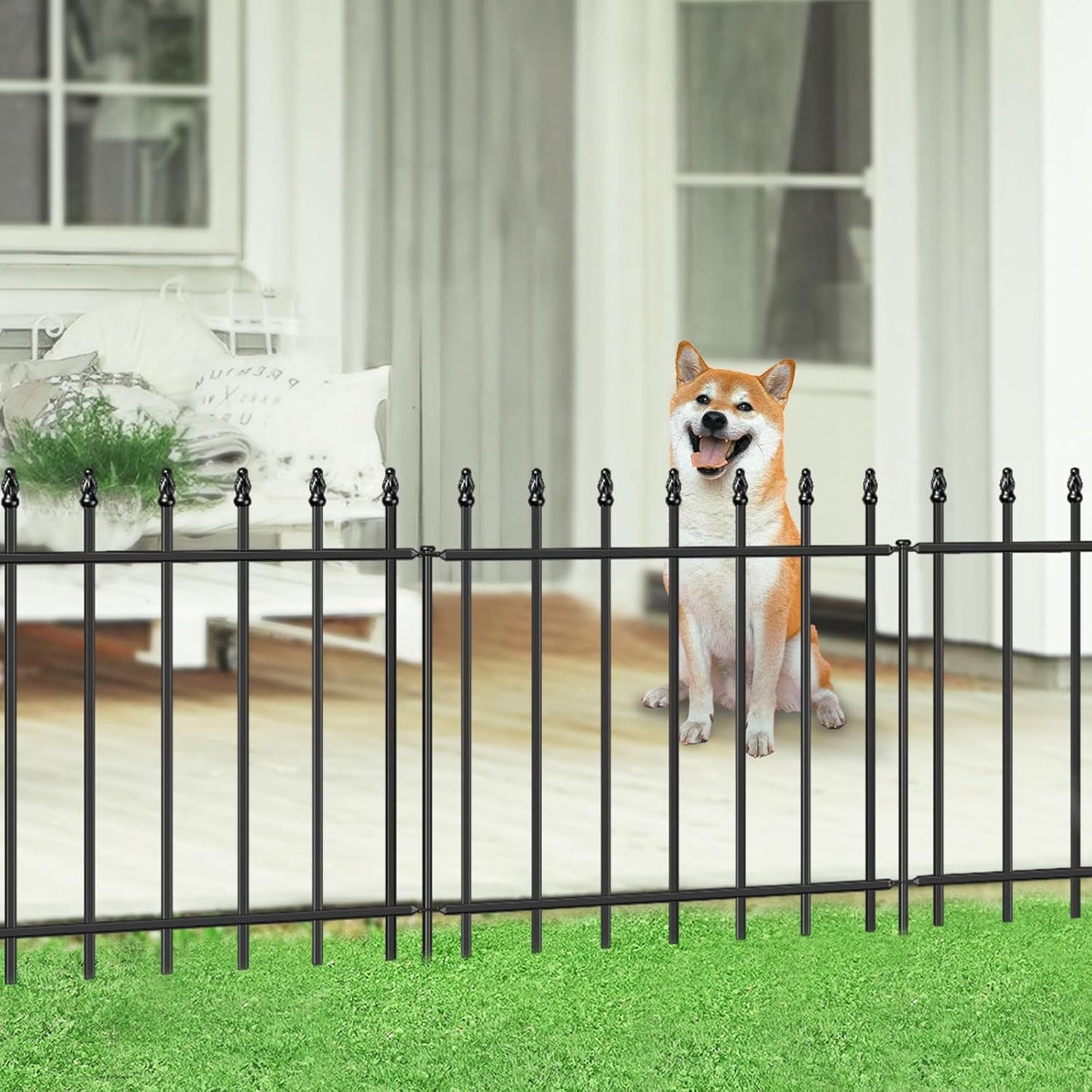Decorative Metal Garden Fence for Dogs and Flower Beds 10 ft