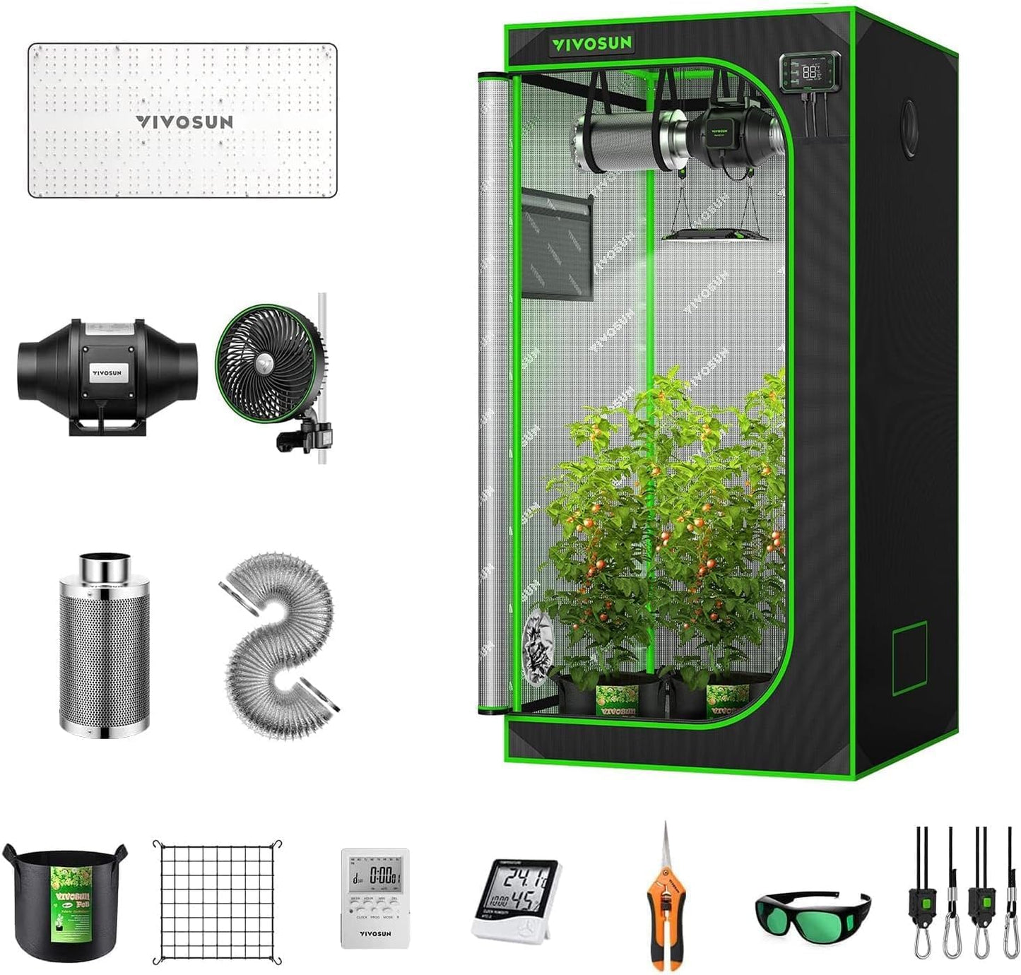 VIVOSUN Complete Grow Tent System with LED Light