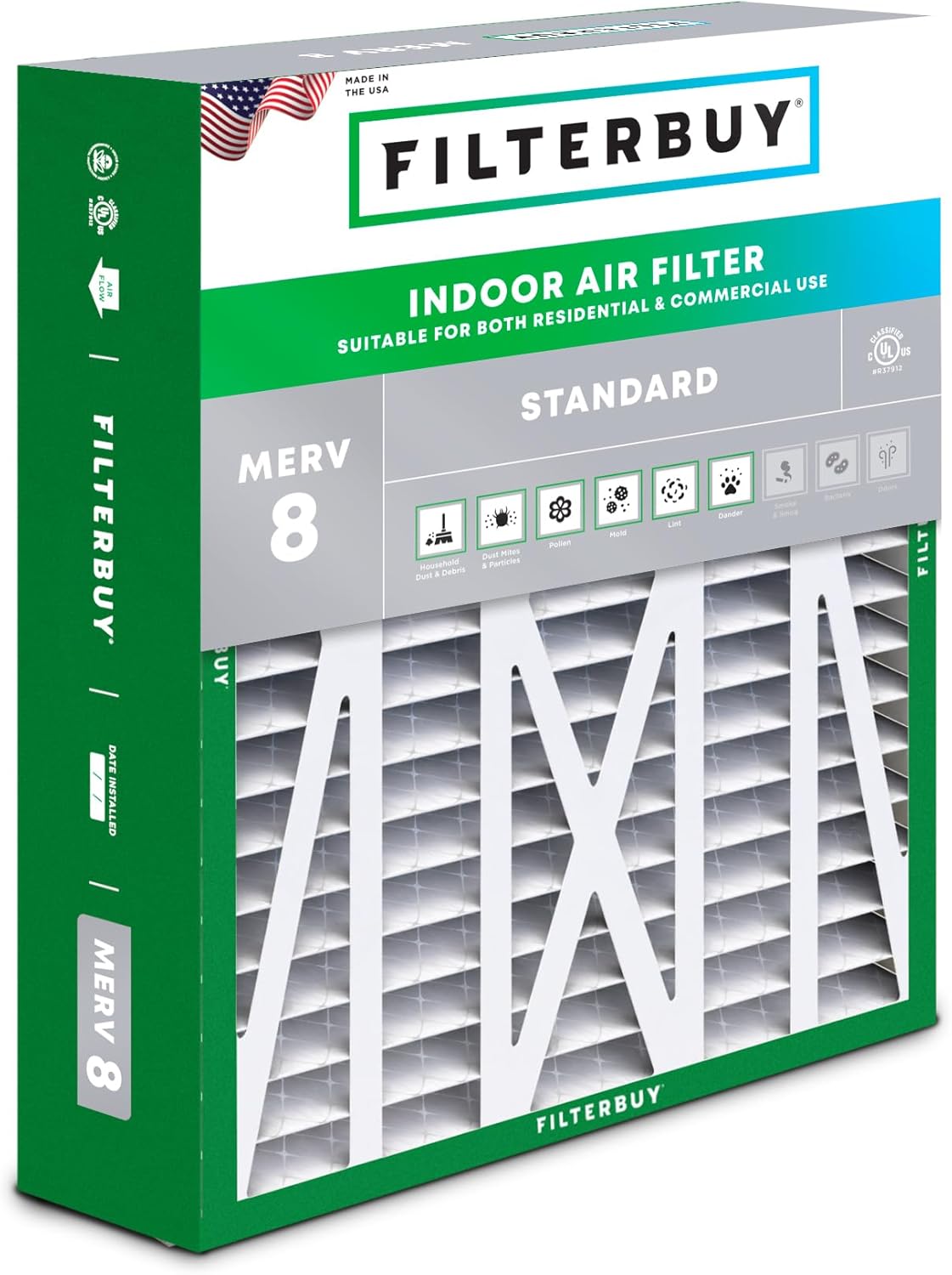 17.5x21x5 Air Filter MERV 8 for Dust & Allergy Defense
