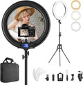 Ring Light 19in LED with Stand & LCD Display - Adjustable Color Temp