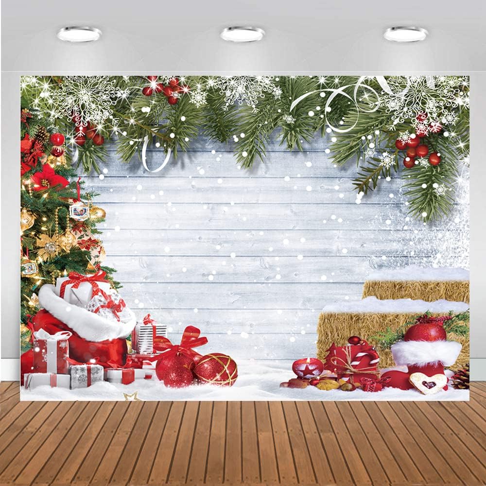 12x10ft Christmas Backdrop for Rustic Wood Photography Decor