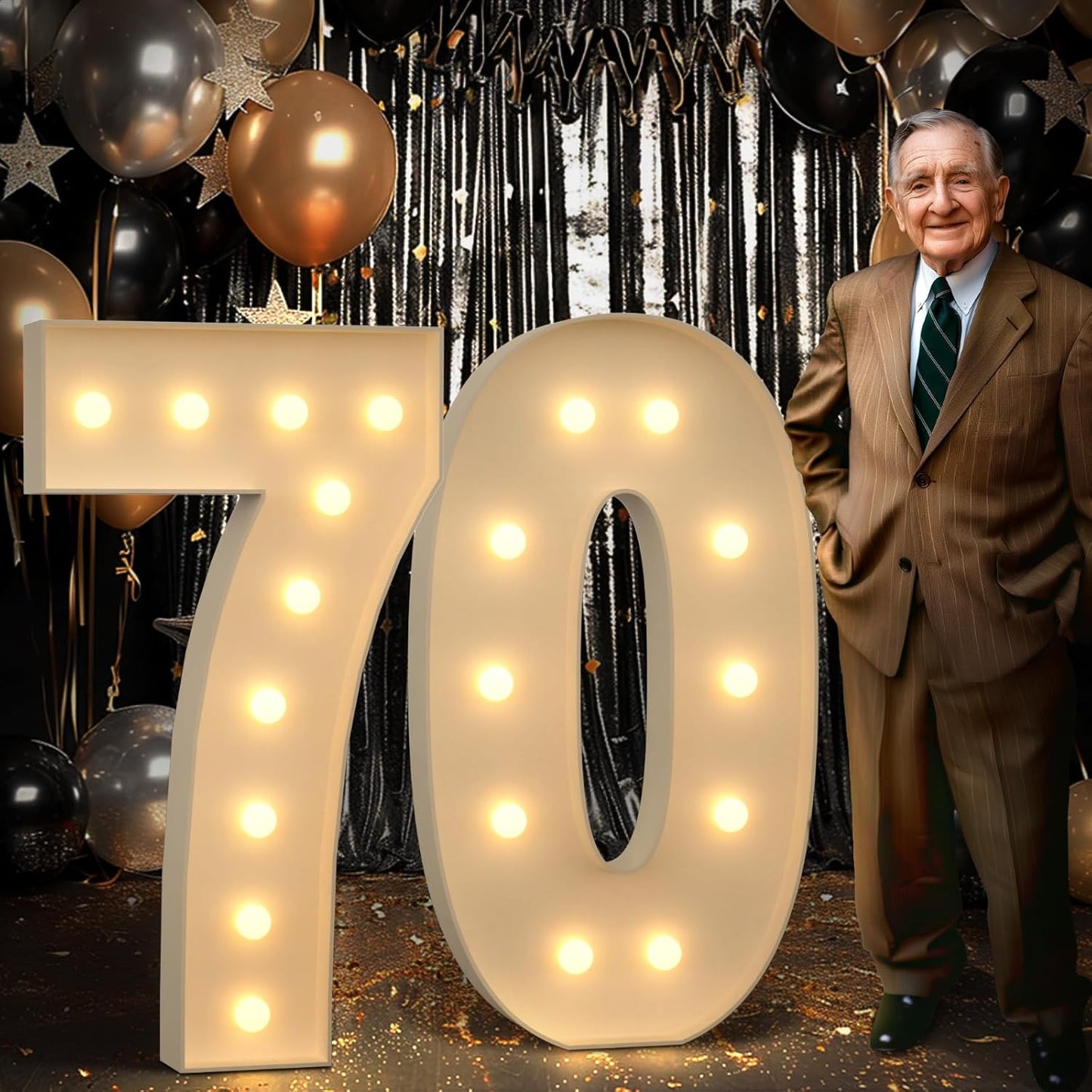 Light Up Number 70 Birthday Decorations for Memorable Parties