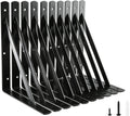 Heavy Duty Shelf Brackets 12in x 8in Black - 10 Pack