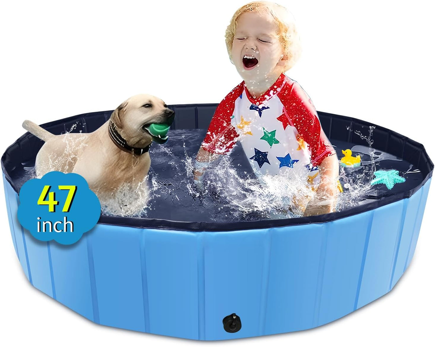 Foldable Dog Pool for Summer Fun - Collapsible Pet Bath Tub