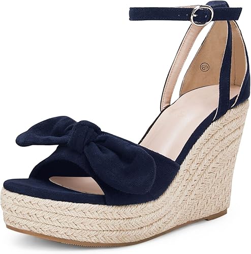 Rilista Womens Wedge Platform Sandals with Cute Bowknot Design