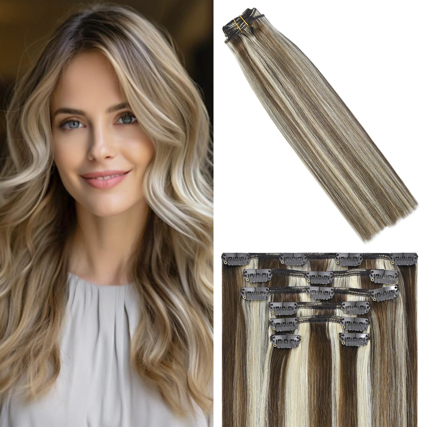WindTouch Clip in Hair Extensions for Thicker Hair - 18 Inch