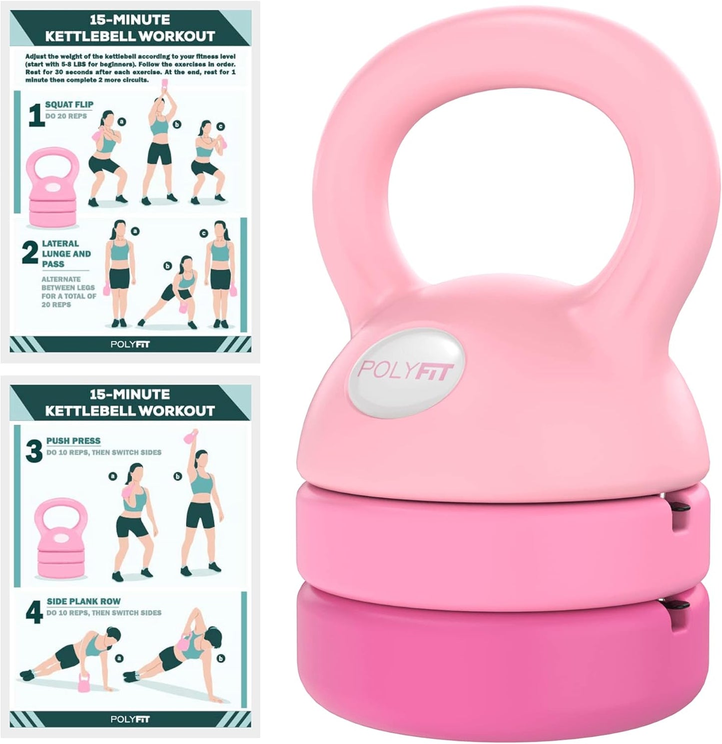 Polyfit Adjustable Kettlebell Set for Home Gym Workouts