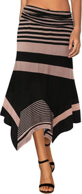 DJT Women's Flowy Handkerchief Hemline Midi Skirt - Feminine Novelty