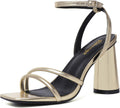 Block Heels Prom Heeled Sandals for Women - Elegant Gold 3.5in