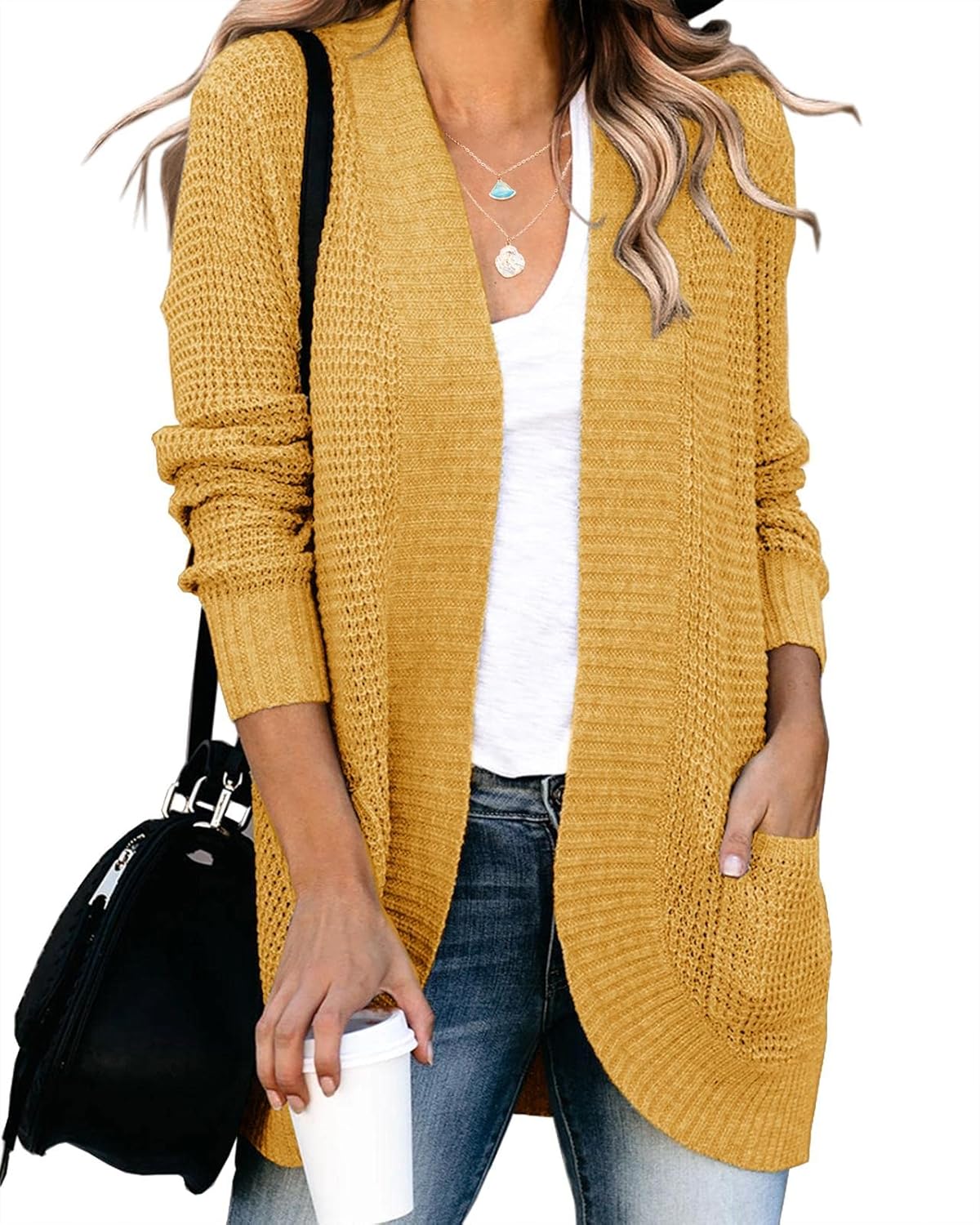 Saodimallsu Womens Loose Open Front Cardigan for Casual Style